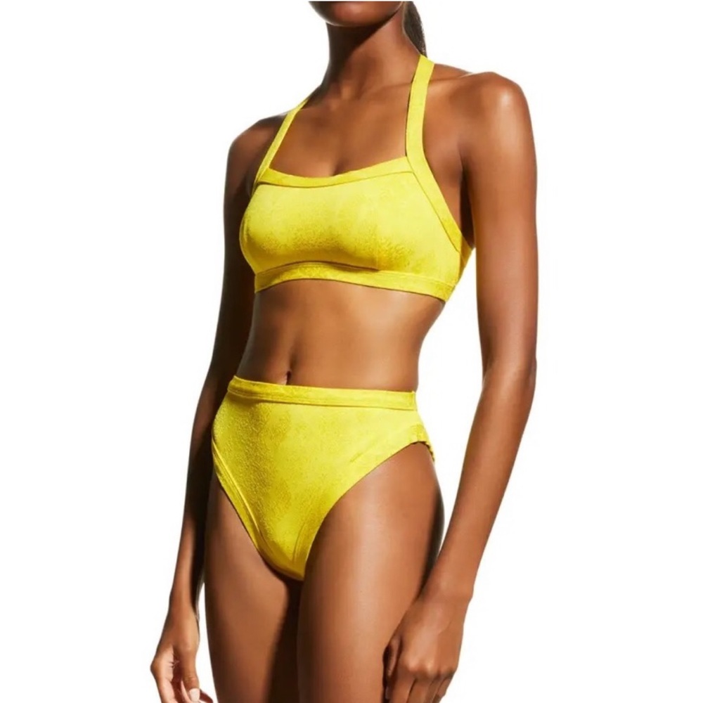NWT Solid & Striped The Scottie Bikini in Tonal Snake Jacquard Yellow XS - Picture 2 of 13